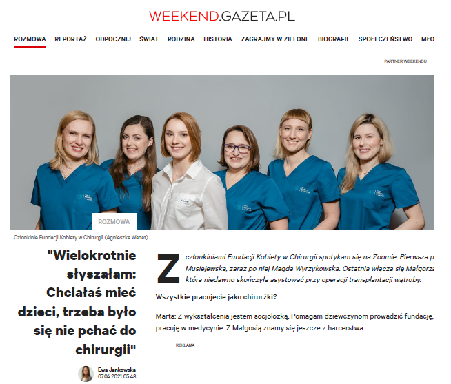 Wywiad dla portalu Gazeta.pl